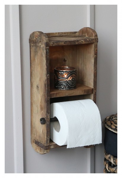 Ziegelform Toilettenpapierhalter WC Rollenhalter Wand Holz Chic Antique 41482-00