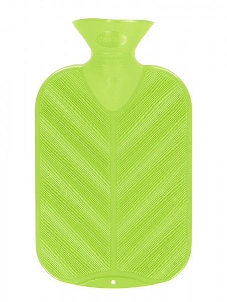 Wärmflasche 2 Liter mit 3D Wellen Neon Grün Halblamelle Fashy 6446-86