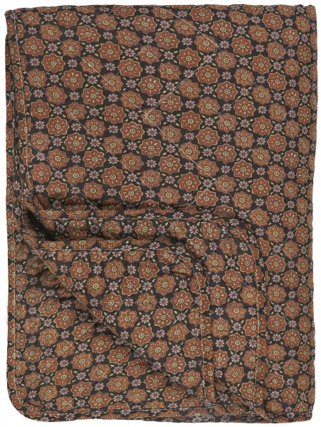 Decke Quilt Tagesdecke Überwurf Blumenmuster Braun 180x130cm Ib Laursen 07992-00