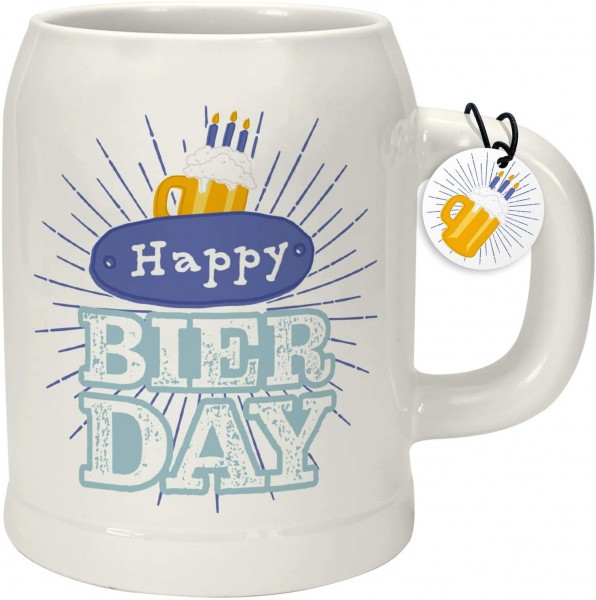 Happy Bierday Porzellan 60 cl Geschenk-Anhänger Bierkrug 47225