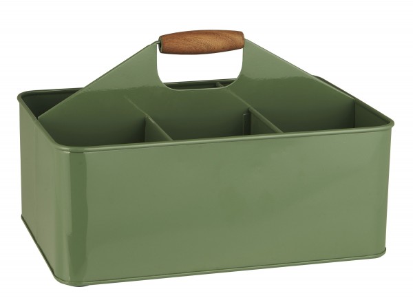 Ib Laursen - Kiste Korb 6 Fächer Metall Garten oder Flaschenträger Grün 04899-22