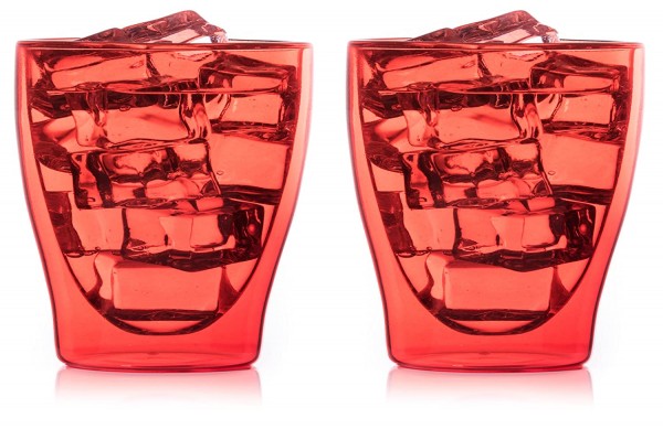 2 x Tee -Kaffee Glas Wasserglas Eisbecher Thermoglas Doppelwandig 200ml Rot